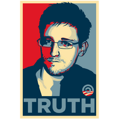 Edward Snowden TRUTH T-Shirt version of Shepard Fairey's Barack Obama HOPE shirt. 100% Cotton Screenprint.