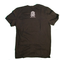 Back of the Bitcoin logo t-shirt with the small Pirate Printing Co. mark